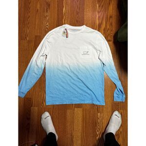 Vineyard Vines White and Blue Long Sleeve Tee